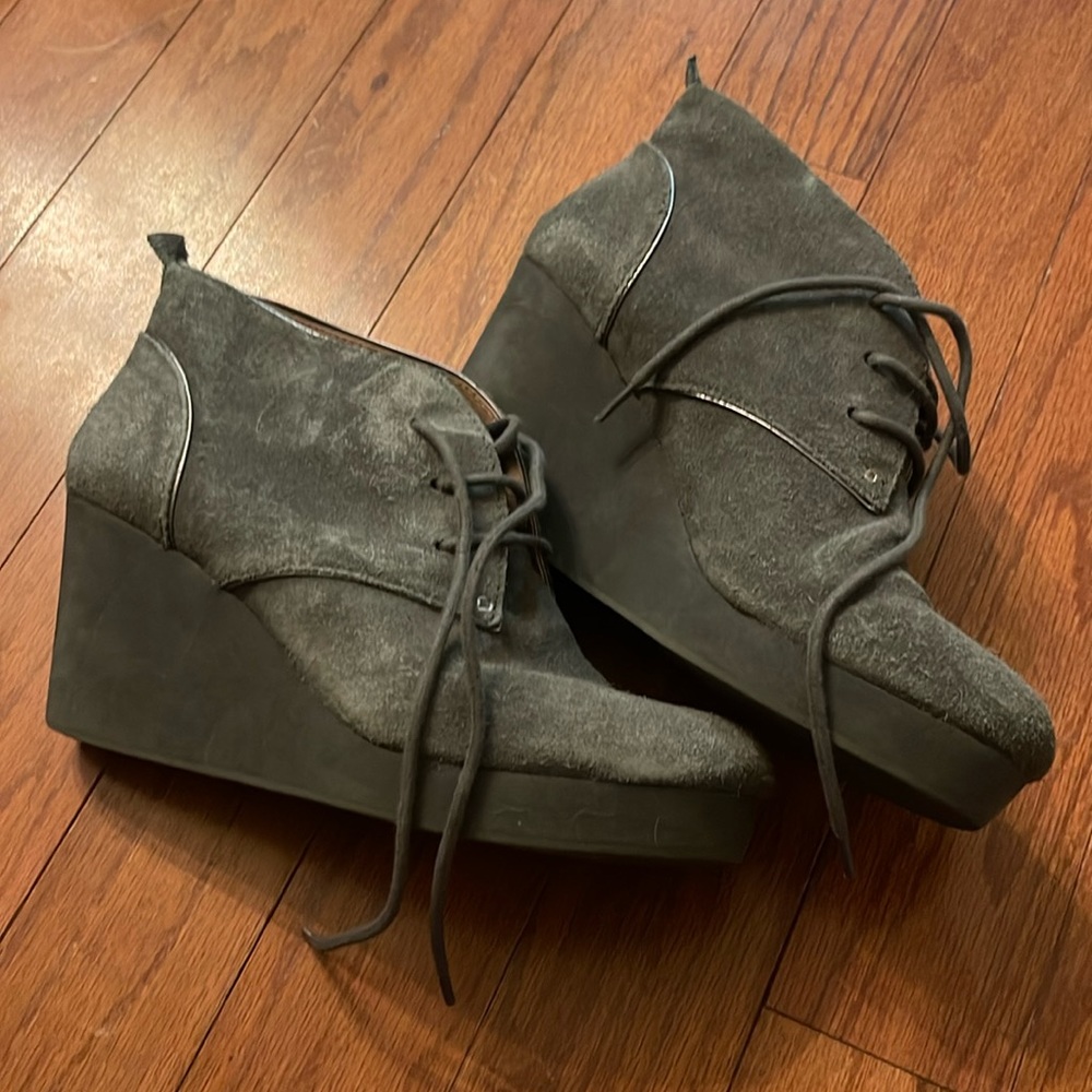 Lace up wedge booties
